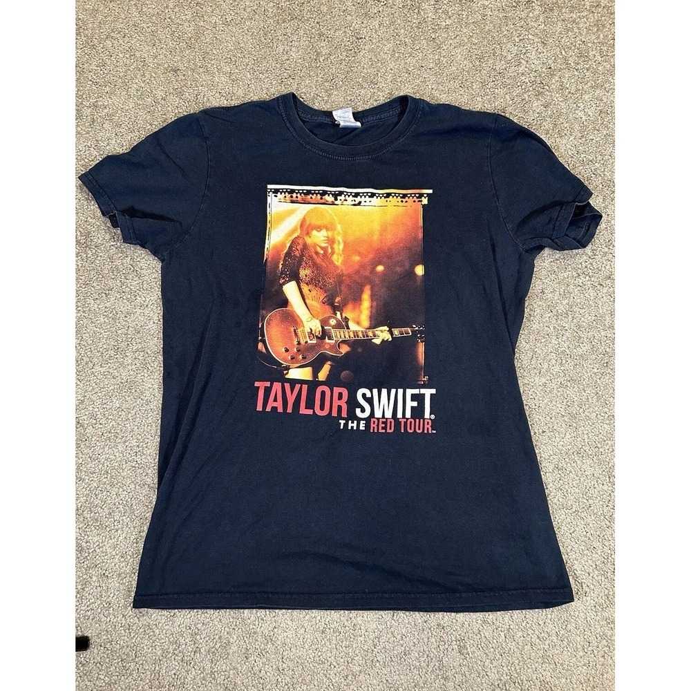 Taylor Swift The Red Tour T-Shirt Sz M Black Double Sided Tour Schedule 2013 EUC